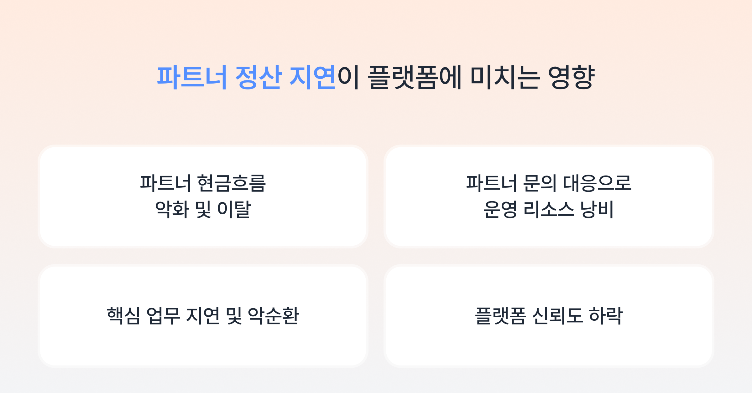 파트너 정산 지연이 플랫폼에 미치는 영향